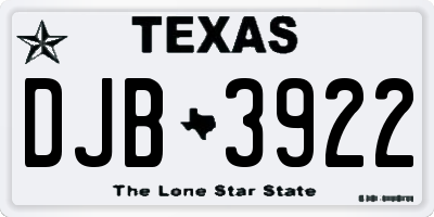 TX license plate DJB3922