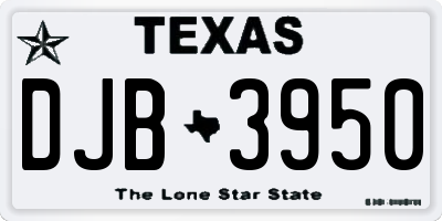 TX license plate DJB3950