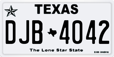 TX license plate DJB4042