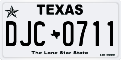 TX license plate DJC0711