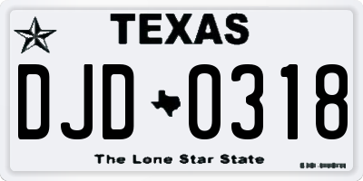 TX license plate DJD0318