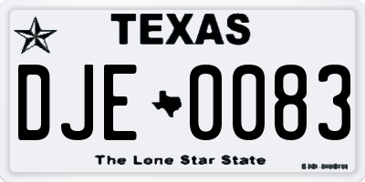 TX license plate DJE0083