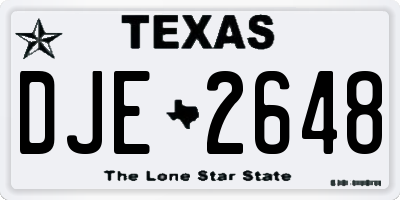TX license plate DJE2648