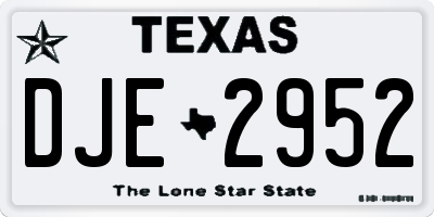 TX license plate DJE2952