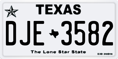 TX license plate DJE3582