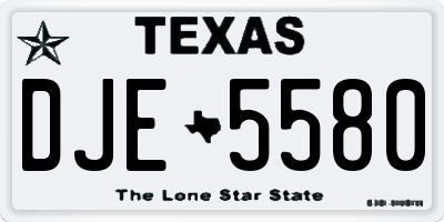 TX license plate DJE5580