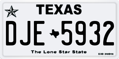 TX license plate DJE5932