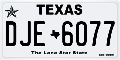 TX license plate DJE6077