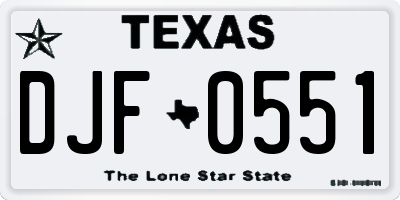 TX license plate DJF0551