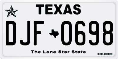 TX license plate DJF0698