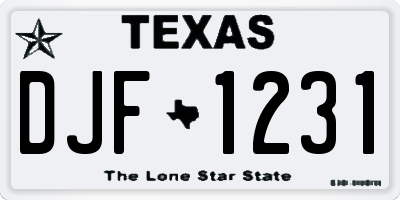 TX license plate DJF1231