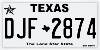 TX license plate DJF2874