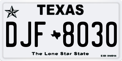 TX license plate DJF8030