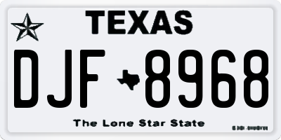 TX license plate DJF8968