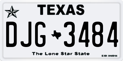 TX license plate DJG3484