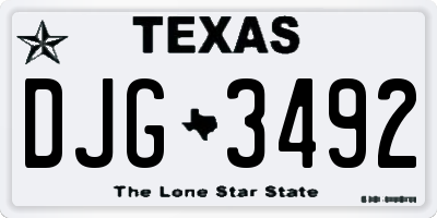 TX license plate DJG3492