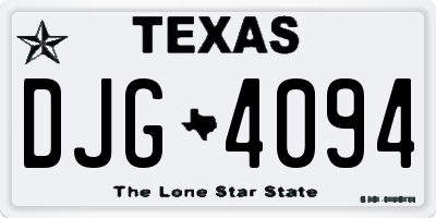 TX license plate DJG4094
