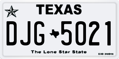 TX license plate DJG5021