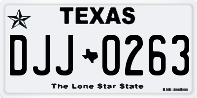 TX license plate DJJ0263