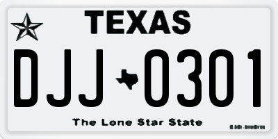 TX license plate DJJ0301