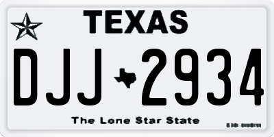 TX license plate DJJ2934