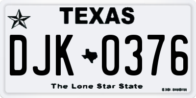 TX license plate DJK0376