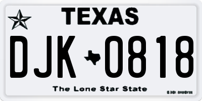TX license plate DJK0818