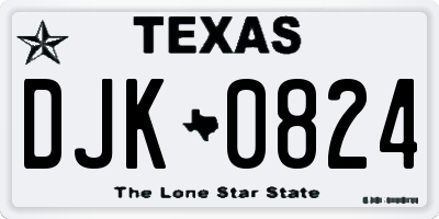 TX license plate DJK0824