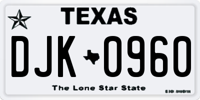TX license plate DJK0960