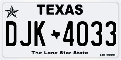 TX license plate DJK4033