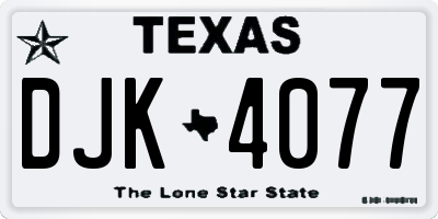 TX license plate DJK4077