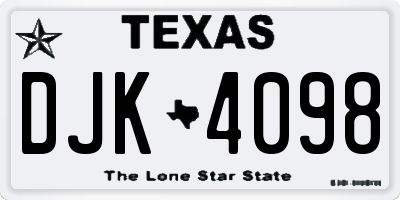 TX license plate DJK4098