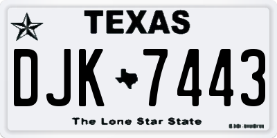 TX license plate DJK7443