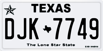 TX license plate DJK7749