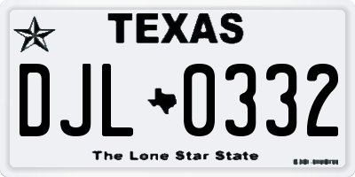 TX license plate DJL0332