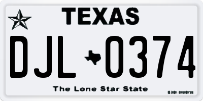 TX license plate DJL0374