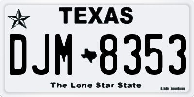 TX license plate DJM8353