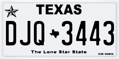 TX license plate DJQ3443
