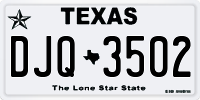 TX license plate DJQ3502