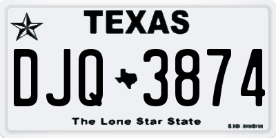 TX license plate DJQ3874