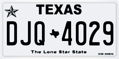 TX license plate DJQ4029