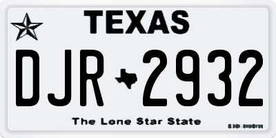 TX license plate DJR2932
