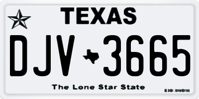 TX license plate DJV3665