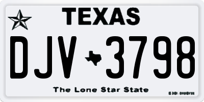 TX license plate DJV3798