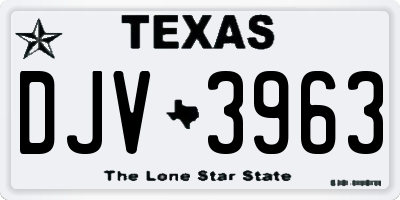 TX license plate DJV3963