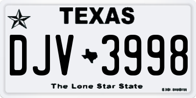 TX license plate DJV3998