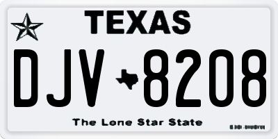 TX license plate DJV8208