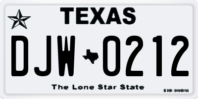 TX license plate DJW0212