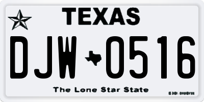 TX license plate DJW0516