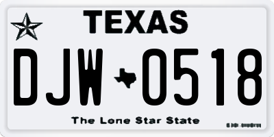 TX license plate DJW0518